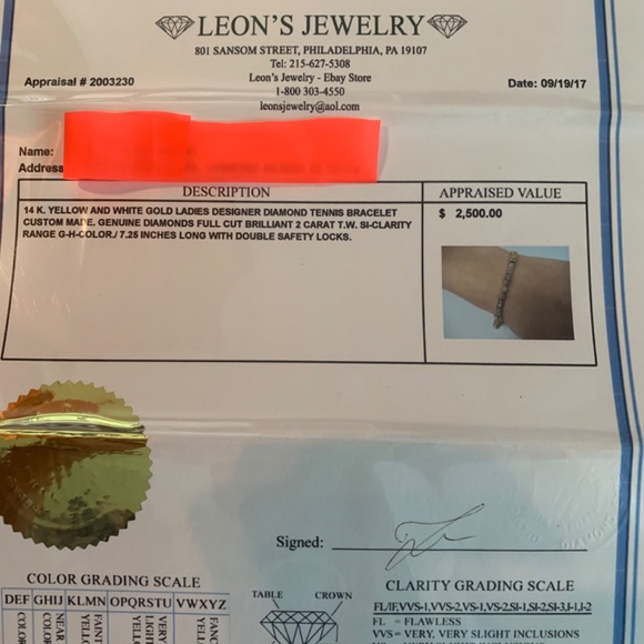 CUSTOM - 2 CT- 14K (solid) Yellow & White Gold Genuine Diamond Tennis Bracelet - Picture 6 of 14